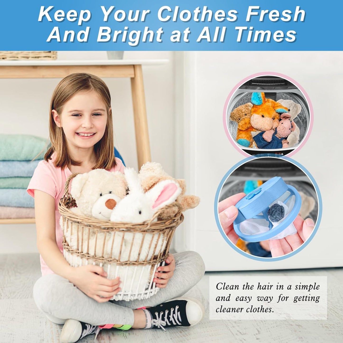 Pet Hair Catcher for Washing Machine — Reusable Laundry Fur Remover (3-Pack)