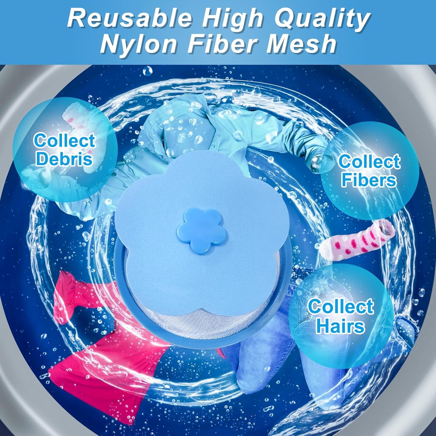 Pet Hair Catcher for Washing Machine — Reusable Laundry Fur Remover (3-Pack)