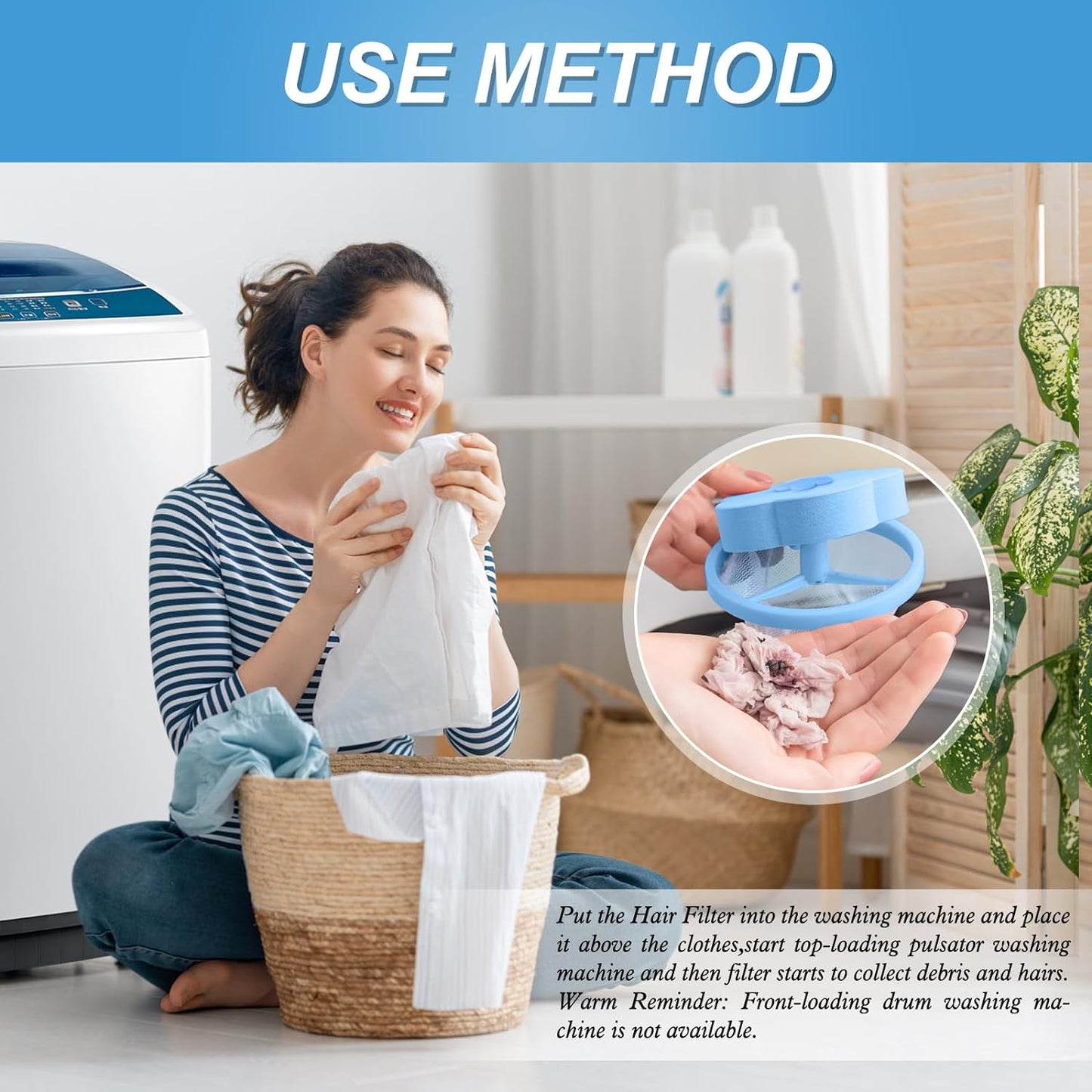 Pet Hair Catcher for Washing Machine — Reusable Laundry Fur Remover (3-Pack)
